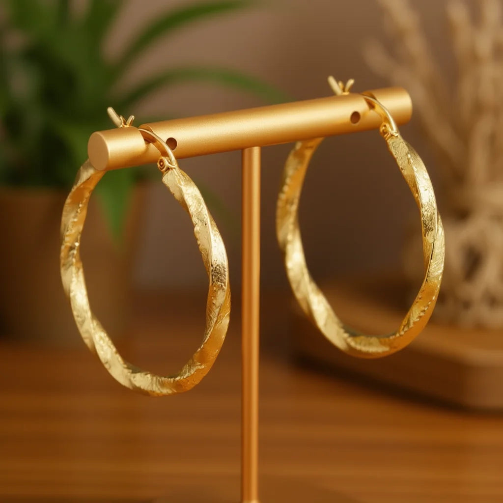 Gold Plated Zinc Alloy Hoop Earrings Women Fashion Jewelry Statement Accessories Large Circle Trendy Design Main Stone None