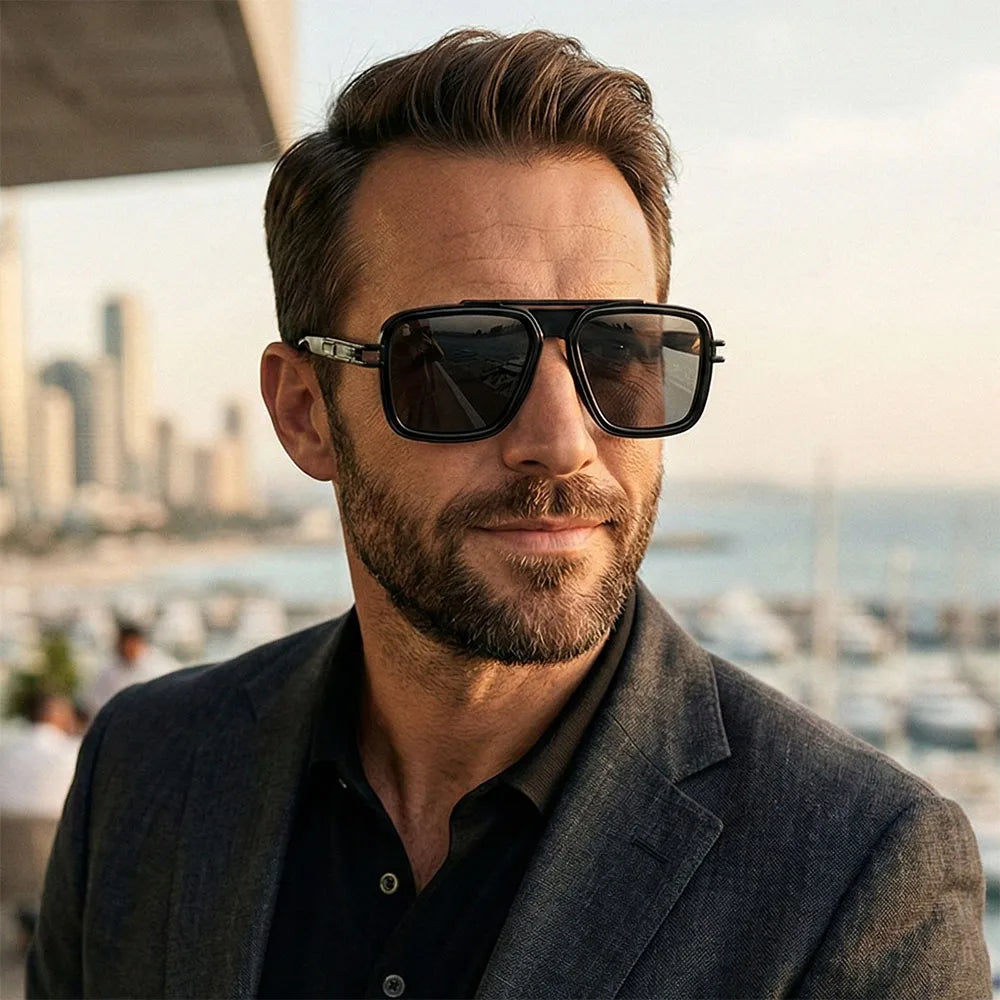 Superhot Eyewear 32861 Luxury Oversized Square Sunglasses Men 2026 Fashion Retro Punk Sun Glasses UV400 Metal Frame Shades