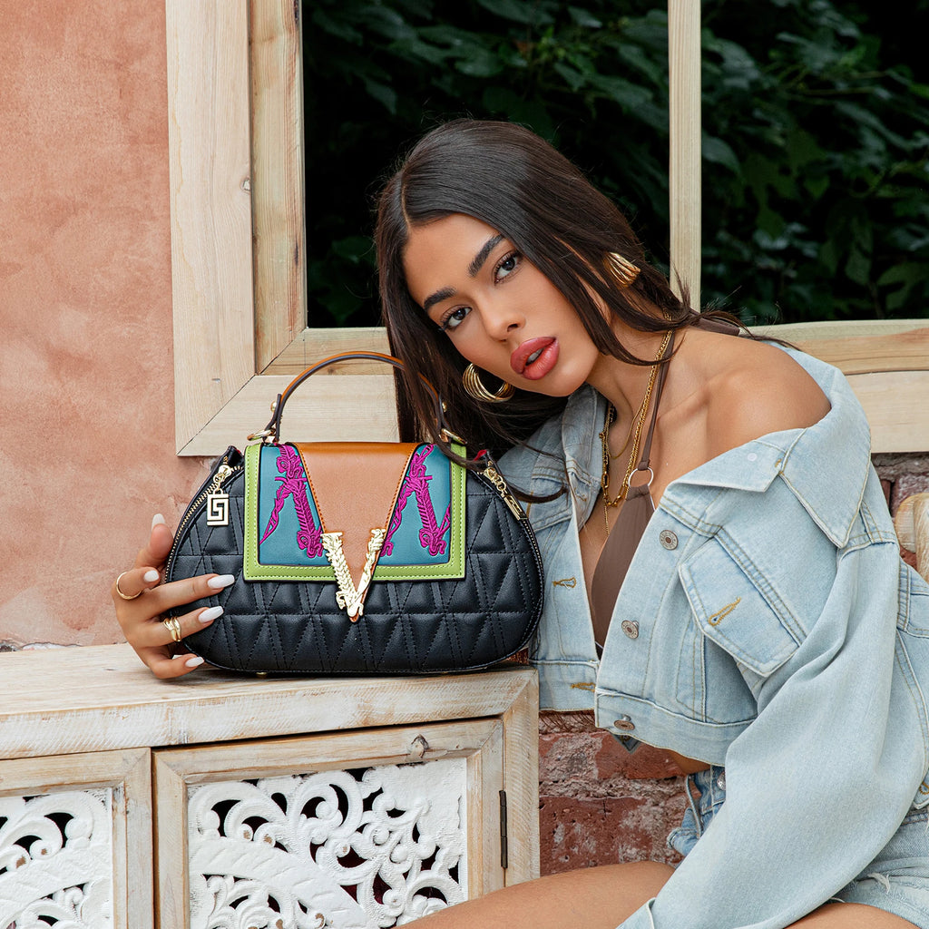 High Cost-Effective Luxury Designer Fashion Pu Handbags Bag Women V Metals Contrast Color Ladies Bags Good Quality Crossbody Bag