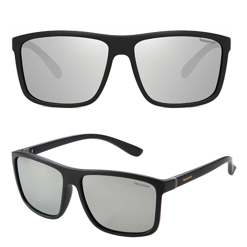 Square Sports Polarized Sunglasses for Men Women Retro Rectangle UV Protection Eyewear
