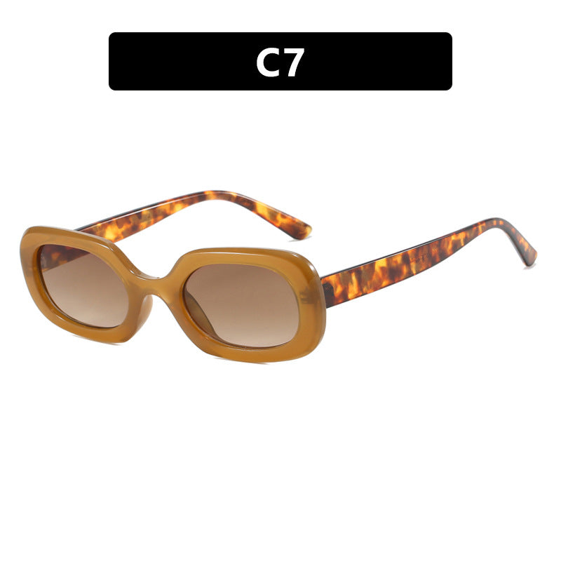 Oval Plaid Sunglasses, Fashionable and Simple Retro Sunglasses, European and American Ins Sunglasses, Versatile Trendy Sunglasses