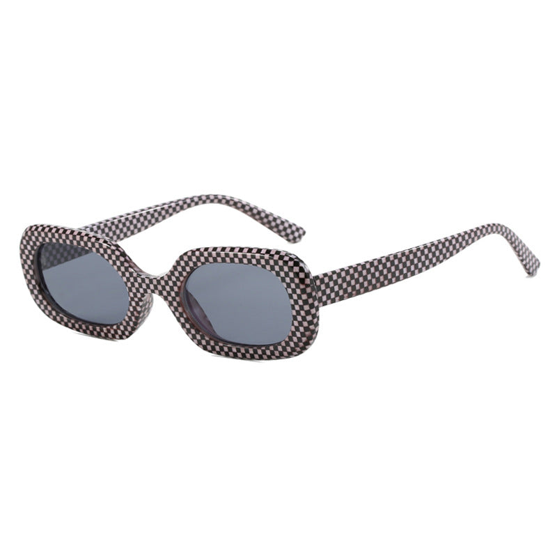 Oval Plaid Sunglasses, Fashionable and Simple Retro Sunglasses, European and American Ins Sunglasses, Versatile Trendy Sunglasses