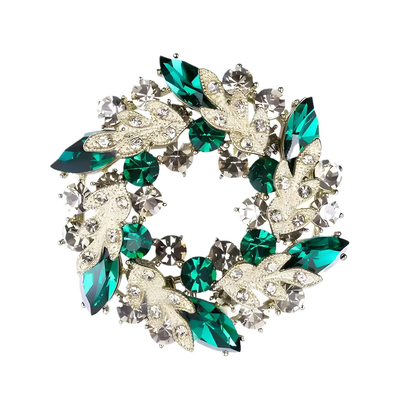 Bauhinia Flower Brooch High-grade Female Emerald Flower Crystal Corsage Classic Luxury Large Pin Exquisite Suit Accessories