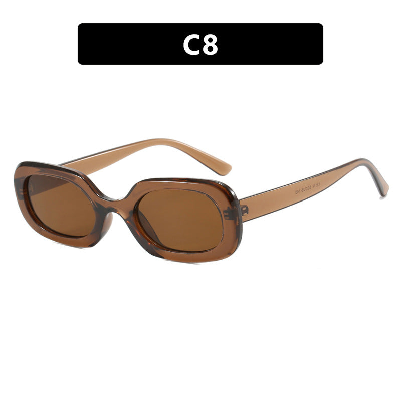 Oval Plaid Sunglasses, Fashionable and Simple Retro Sunglasses, European and American Ins Sunglasses, Versatile Trendy Sunglasses