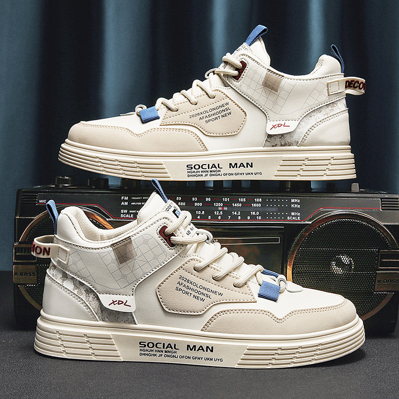 High-top Spring Men's Shoes 2024 New Autumn and Winter Heightening Canvas Shoes Sports and Leisure Small White Sneakers Trendy Shoes