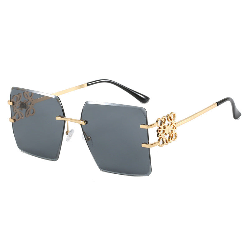 Bow Square Metal Fashion Frameless Cut Sunglasses Large Frame Slim Sunglasses European and American Trend Sunglasses
