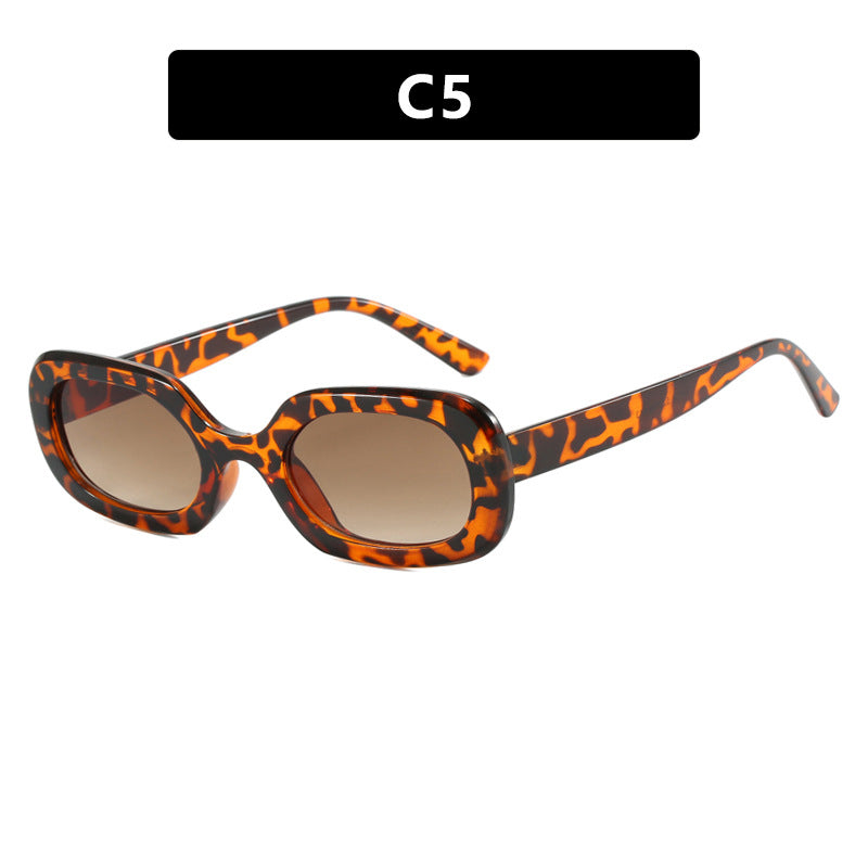 Oval Plaid Sunglasses, Fashionable and Simple Retro Sunglasses, European and American Ins Sunglasses, Versatile Trendy Sunglasses