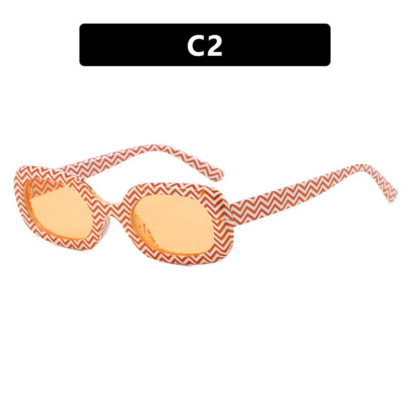 Oval Plaid Sunglasses, Fashionable and Simple Retro Sunglasses, European and American Ins Sunglasses, Versatile Trendy Sunglasses