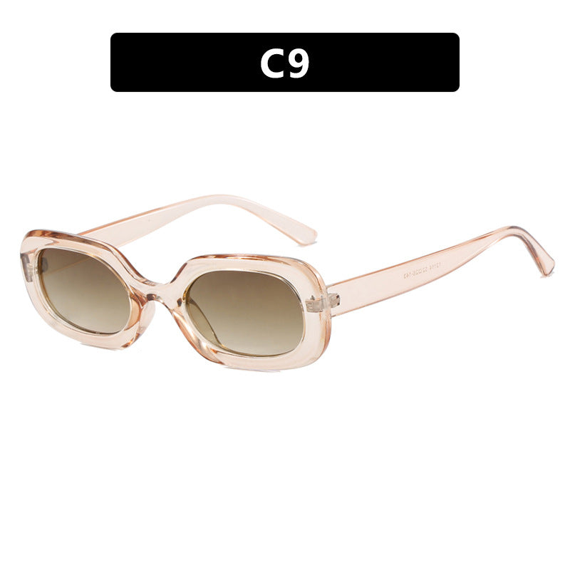 Oval Plaid Sunglasses, Fashionable and Simple Retro Sunglasses, European and American Ins Sunglasses, Versatile Trendy Sunglasses