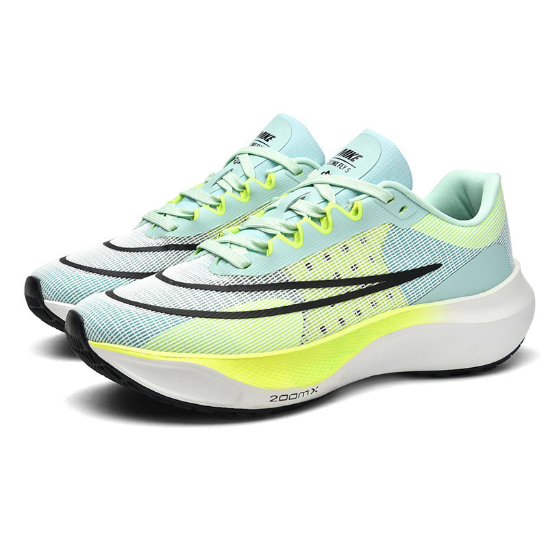 Men's Mesh Rebounding Cushioning Wear-Resistant Carbon Plate Lightweight Non-Slip Running Shoes Shock-Absorbing Flat-Soled Running Shoes Thin Low-Cut Style