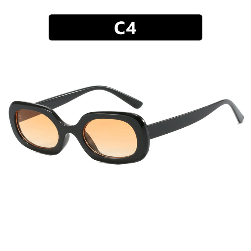 Oval Plaid Sunglasses, Fashionable and Simple Retro Sunglasses, European and American Ins Sunglasses, Versatile Trendy Sunglasses