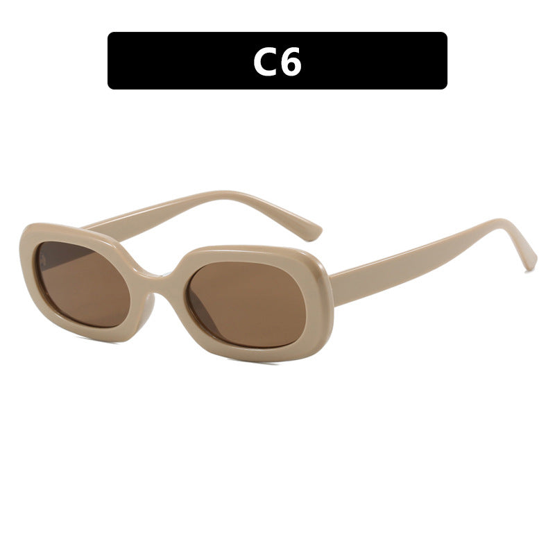 Oval Plaid Sunglasses, Fashionable and Simple Retro Sunglasses, European and American Ins Sunglasses, Versatile Trendy Sunglasses