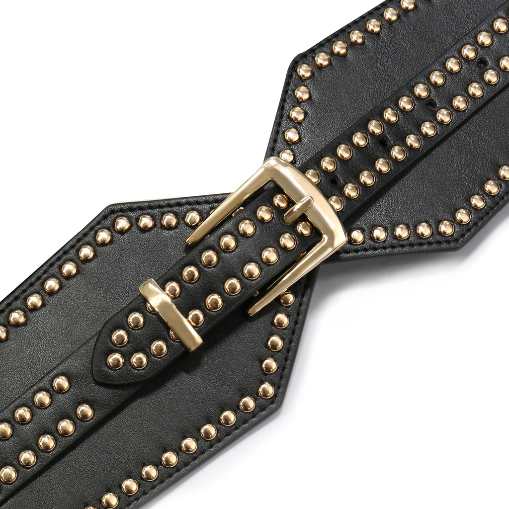 Women Wide Elastic Belt, Chunky Stretchy Punk Belts for Women Dress Retro Cinch Girdle Waistband