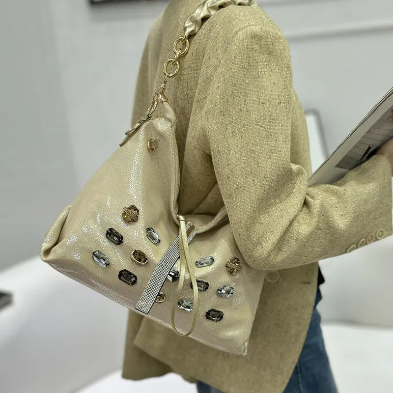 Fashion Beaded and Glittering Pattern Bag - New Style Women's Large Capacity Shoulder Sling Bag - Fashion Women's Bag