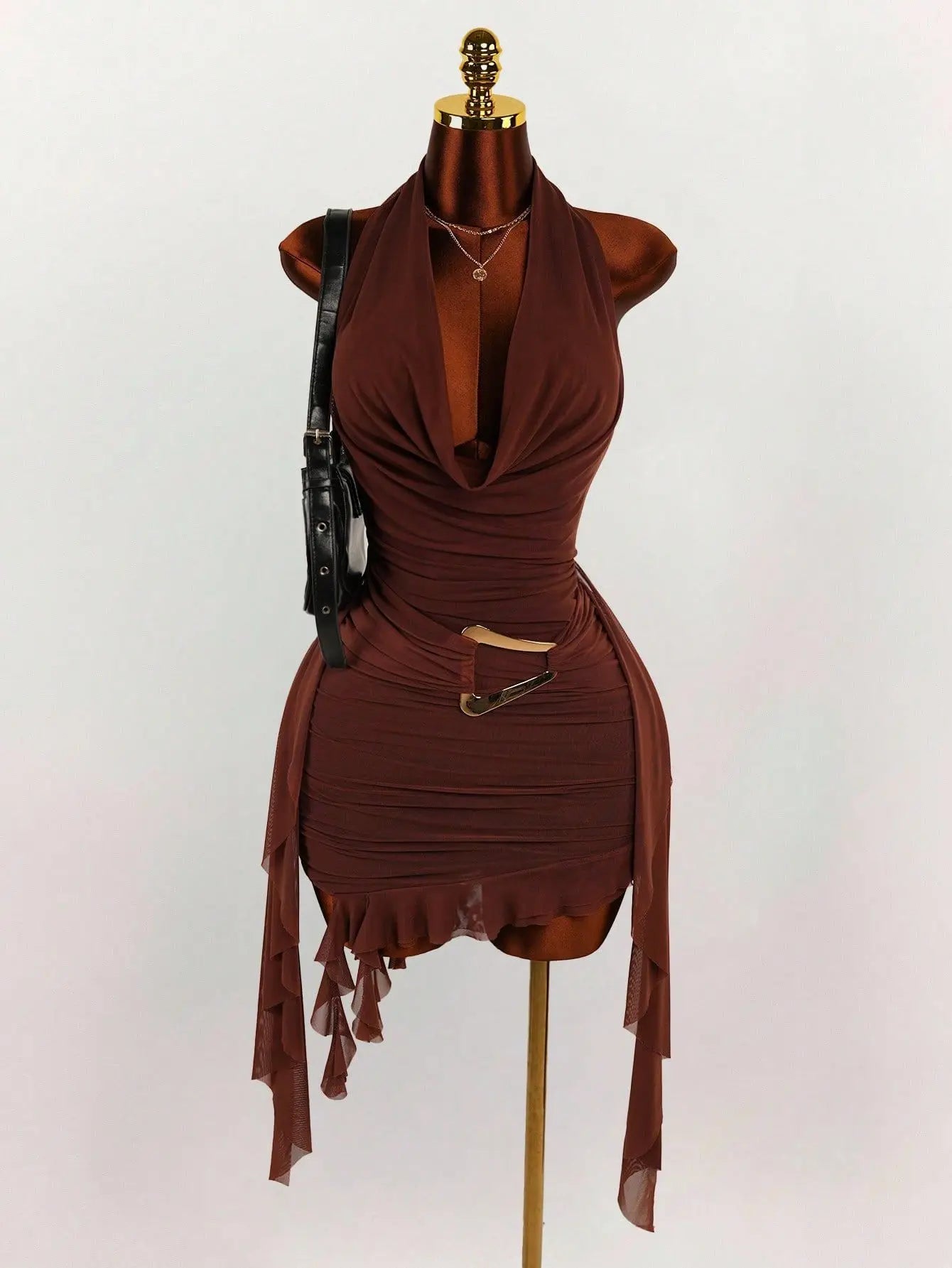 New Elegant Niche Halter-neck Backless Slimming And Sexy Short Skirt Irregular Dress