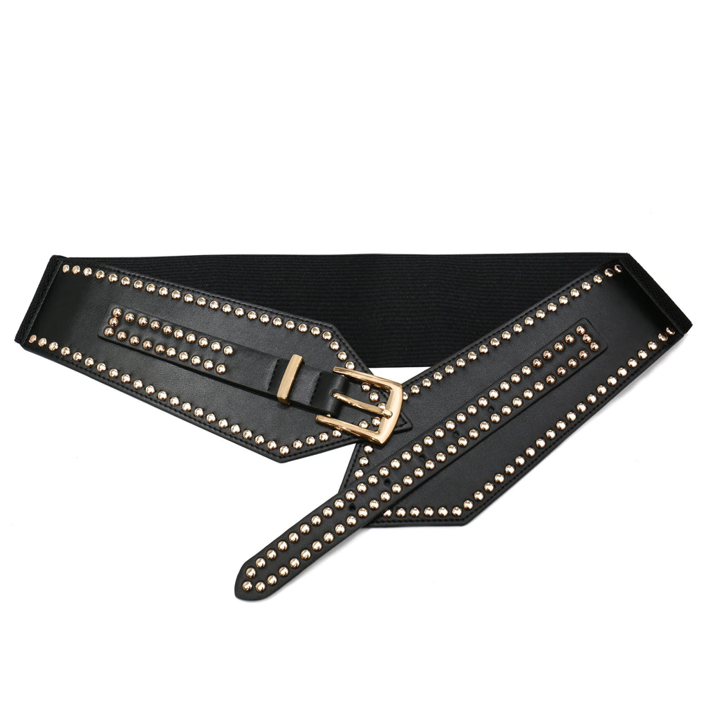 Women Wide Elastic Belt, Chunky Stretchy Punk Belts for Women Dress Retro Cinch Girdle Waistband