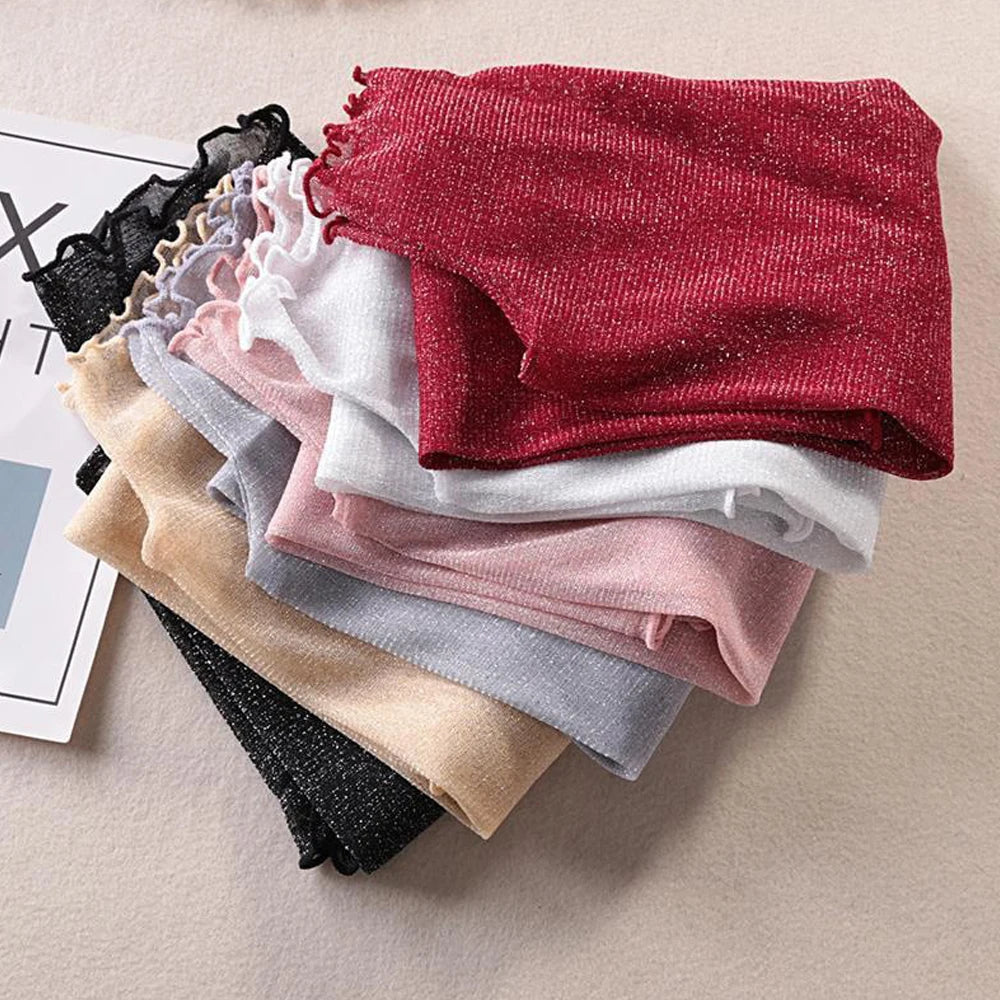S-3XL Size Transparent Female T Shirt Bottoming Black Red Silver Shiny Elastic Blouse Turtleneck Blouses Women Tops 6 Colors