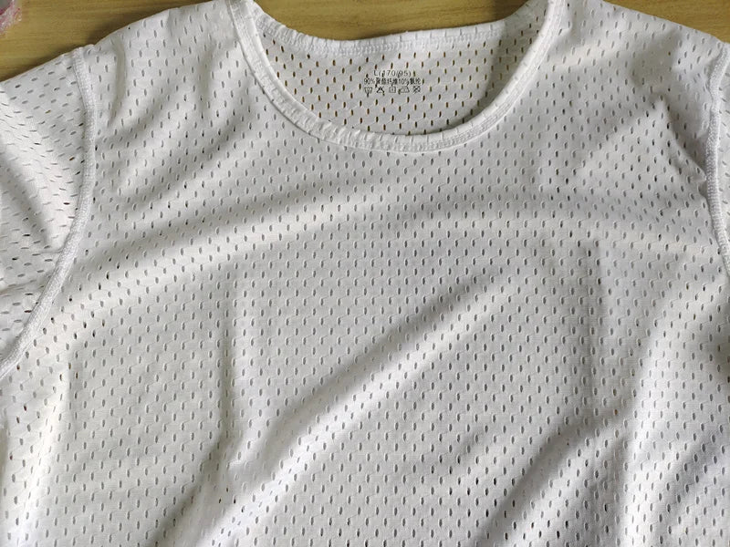Men's Ice Silk Mesh Vest O-Neck Lightweight Sports Summer Wear Sleeveless T-shirt Tank Top Casual Fashion Outerwear