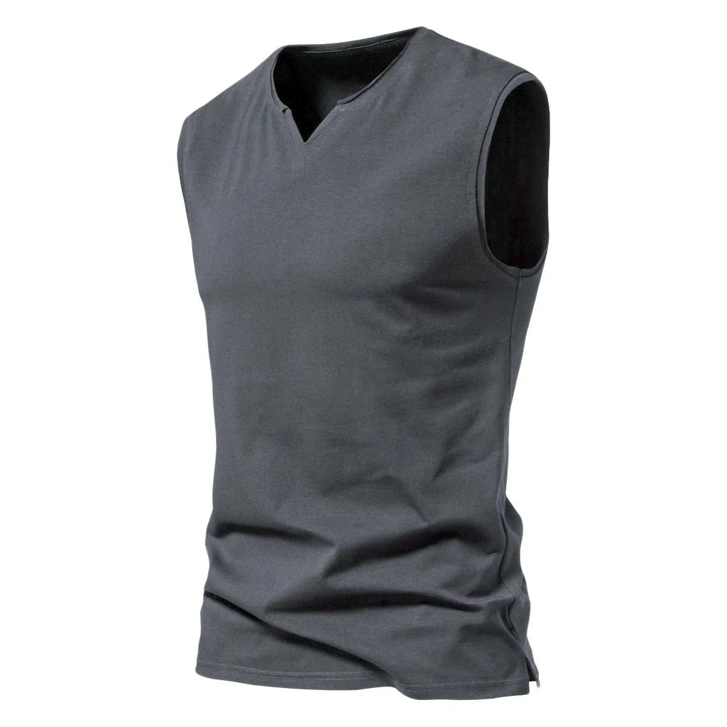 Summer Mens V-neck Tank Tops Athletic Jogging Gym TShirts Loose Vest Cotton Sleeveless T-Shirt Lightweight Basic Sport Tops