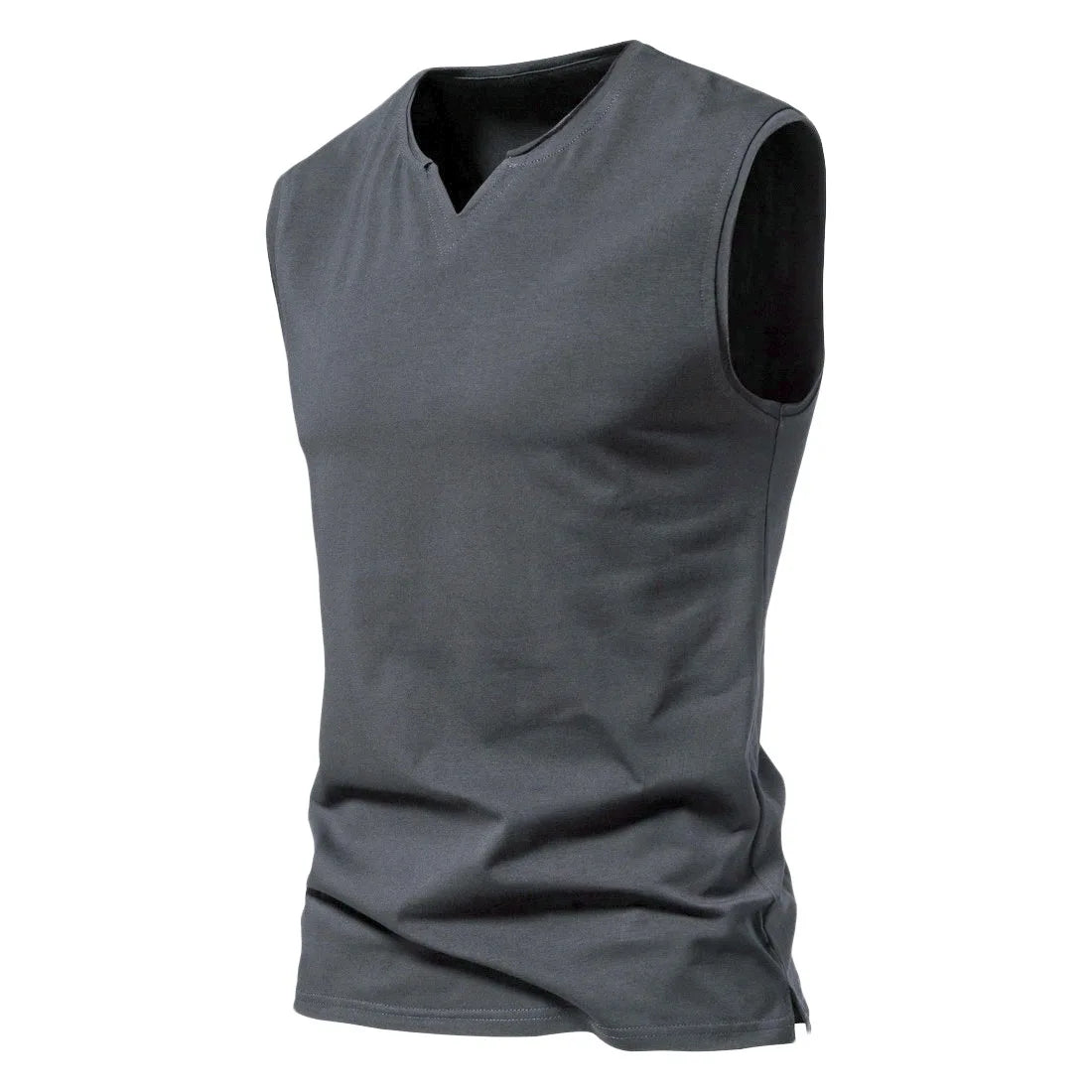 Summer Mens V-neck Tank Tops Athletic Jogging Gym TShirts Loose Vest Cotton Sleeveless T-Shirt Lightweight Basic Sport Tops
