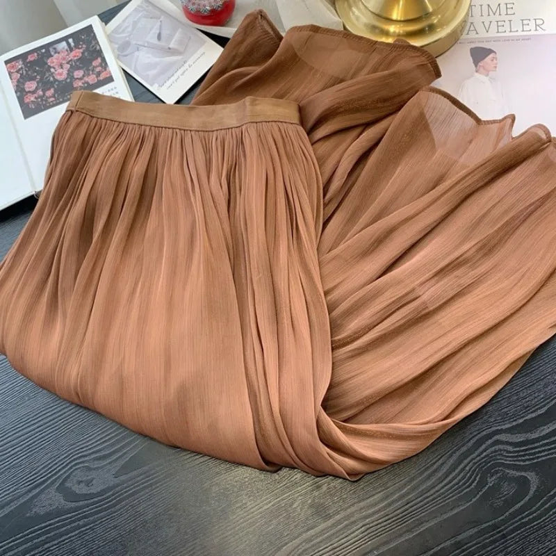 Ladies A-line Skirt White Maxi Skirt Woman Dance Dresses Clothing Sales Mesh Ruffles Design Luxury Elegant Casual Chic Solid