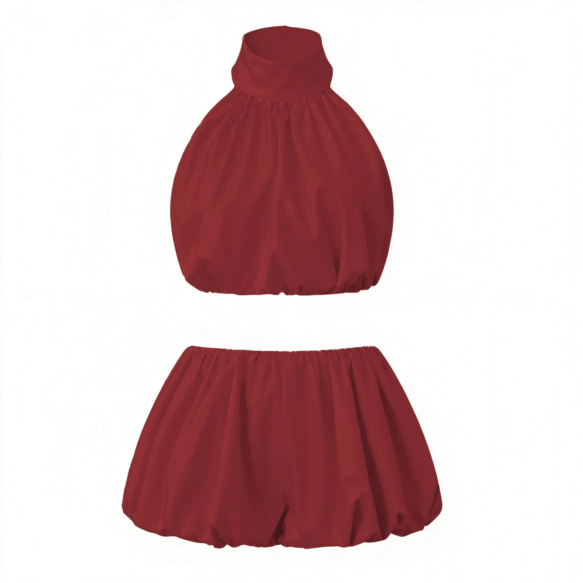 Two Pieces Set for Women Solid Color/Dot Sleeveless Backless Halter Neck Crop Tops with Mini Skirt Summer Suits