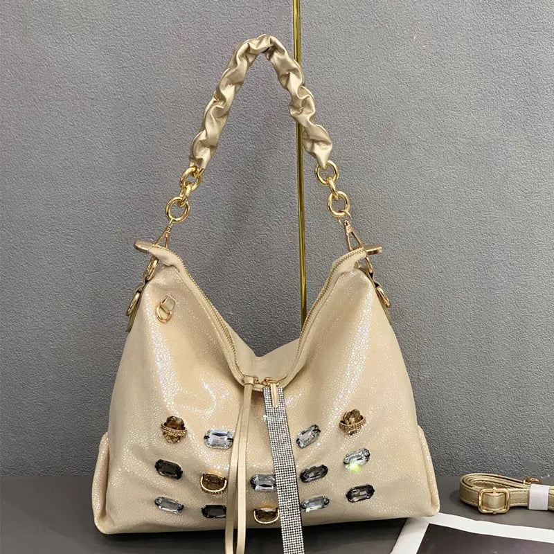 Fashion Beaded and Glittering Pattern Bag - New Style Women's Large Capacity Shoulder Sling Bag - Fashion Women's Bag