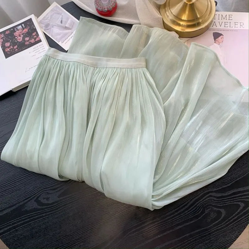 Ladies A-line Skirt White Maxi Skirt Woman Dance Dresses Clothing Sales Mesh Ruffles Design Luxury Elegant Casual Chic Solid