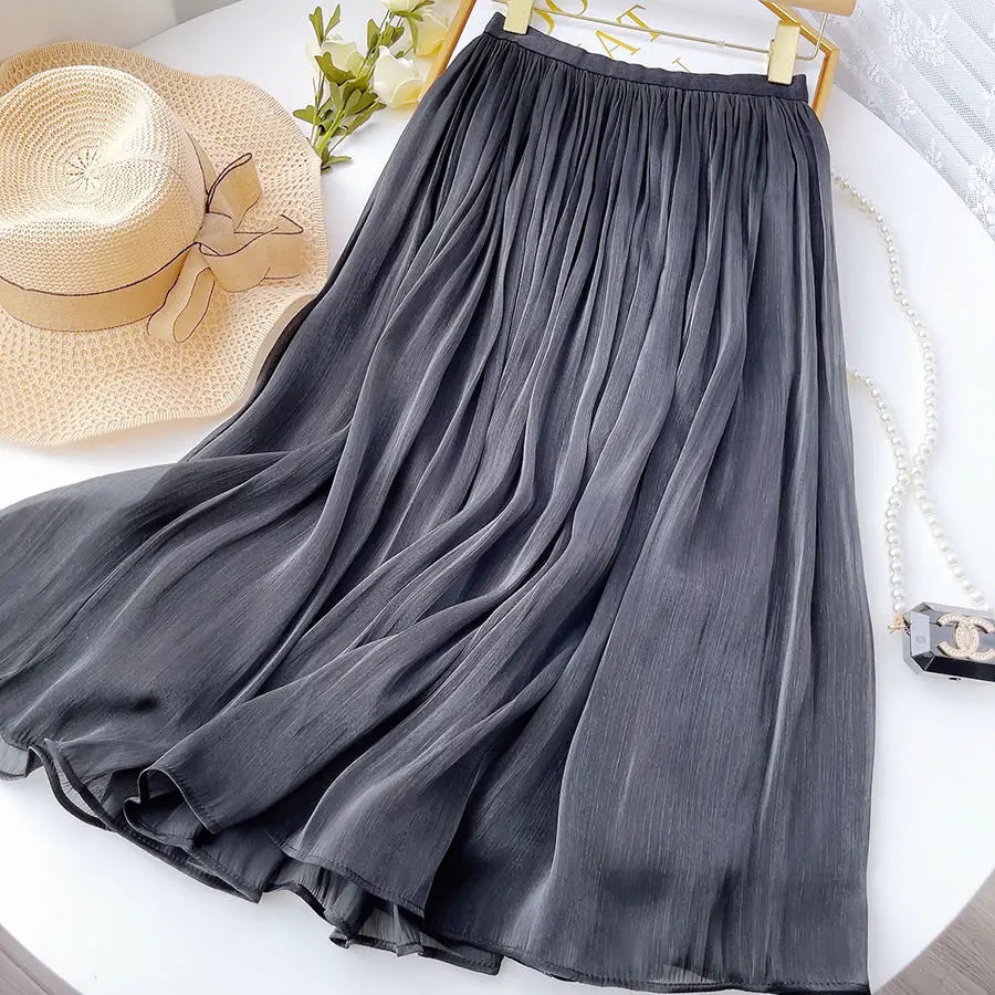 Ladies A-line Skirt White Maxi Skirt Woman Dance Dresses Clothing Sales Mesh Ruffles Design Luxury Elegant Casual Chic Solid