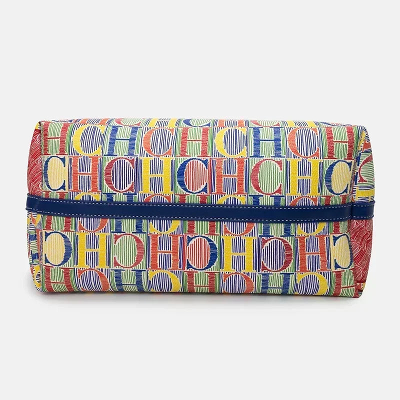 CH Women Tote Bag Colorful Geometric Pattern Large Capacity Shoulder Handbag Fashion Ladies Commute Shopping Shopper Bag