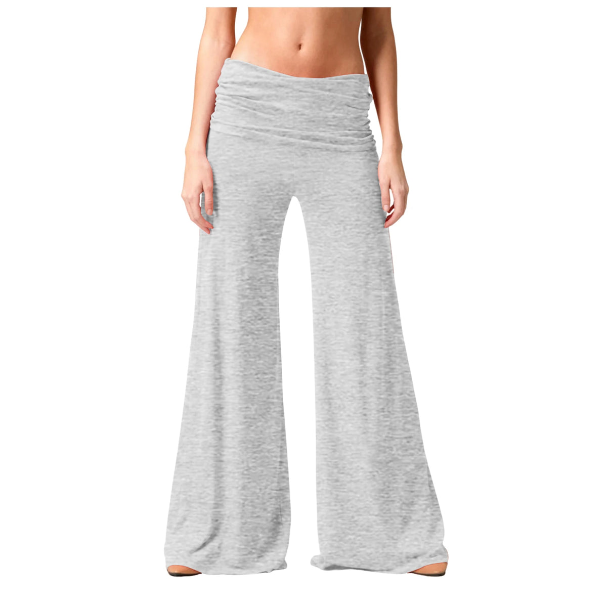 Women's Flowy Wide Leg Yoga Pants High Waisted Fold-Over Stretchy Palazzo Pants Soft Comfy Dance Pants for Pilates Daily Casual