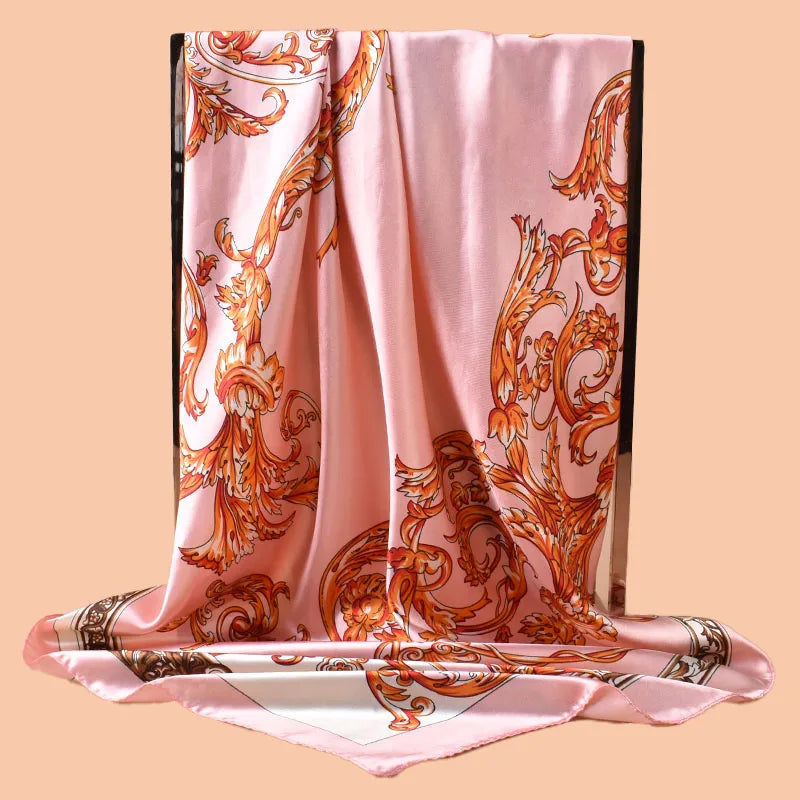 1PC Women's Fashion Satin Square Scarf 90x90inch Multi-use Beach Headscarf Hair Towel Party Accessory Top Quality