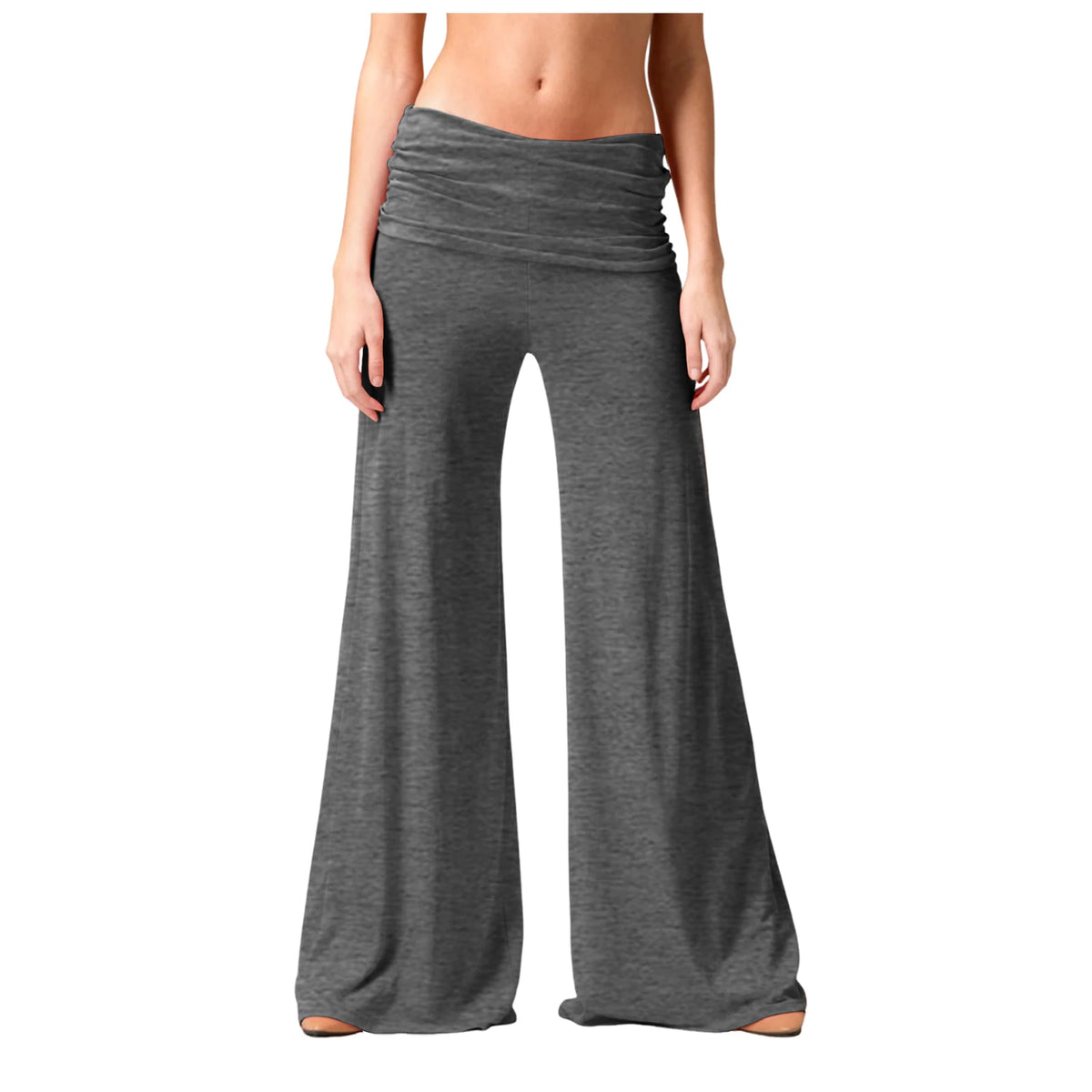 Women's Flowy Wide Leg Yoga Pants High Waisted Fold-Over Stretchy Palazzo Pants Soft Comfy Dance Pants for Pilates Daily Casual