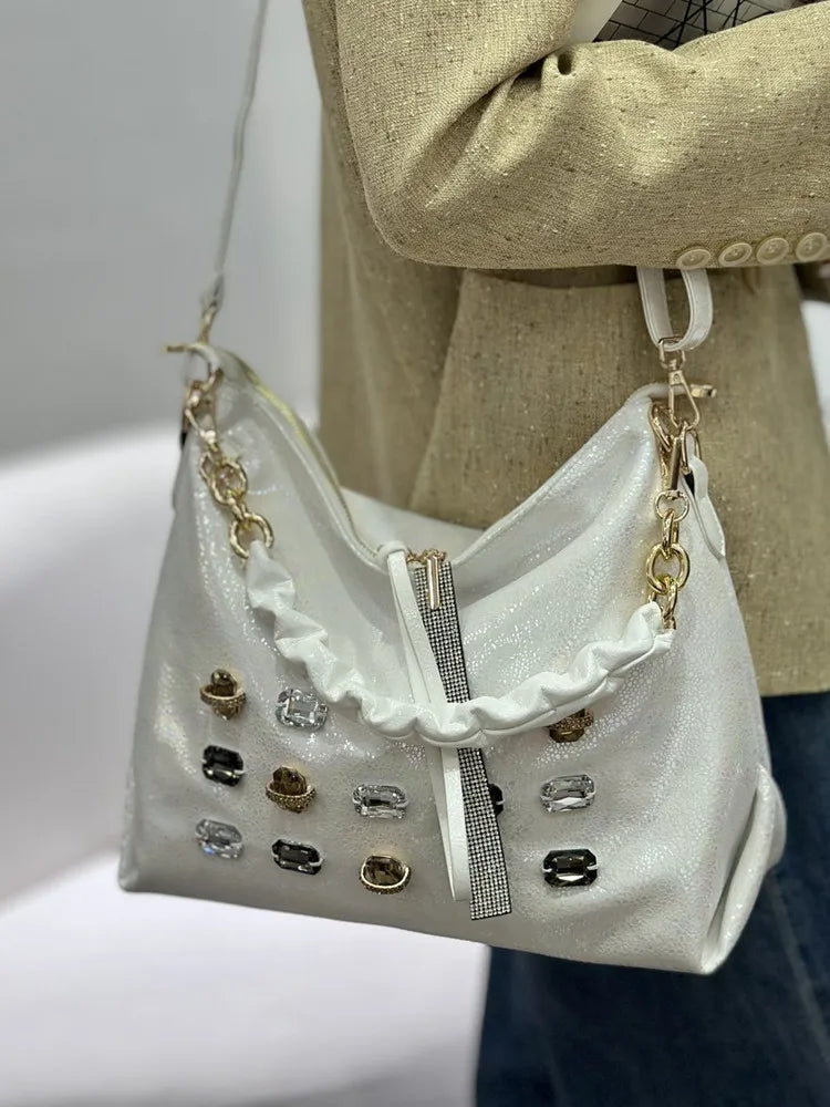 Fashion Beaded and Glittering Pattern Bag - New Style Women's Large Capacity Shoulder Sling Bag - Fashion Women's Bag