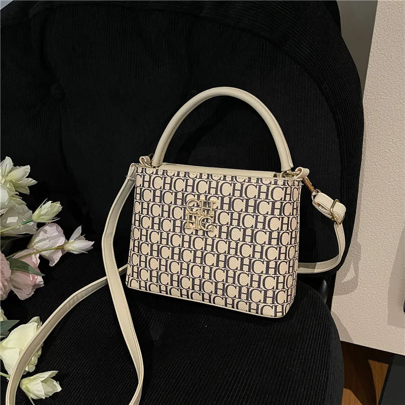 Handheld Bucket Bag For Women Shoulder Crossbody Bag Fashion Large Capacity Trendy Versatile Compartment Underarm Letter Bag
