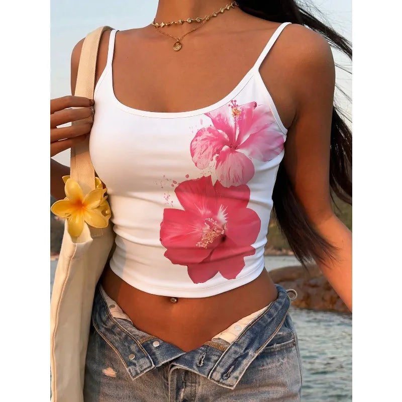 Veykashi Women's Floral Print Casual Camisole Top  Y2k Top Tank Top Women Clothes Sexy Top Tank Top Women Women Tops