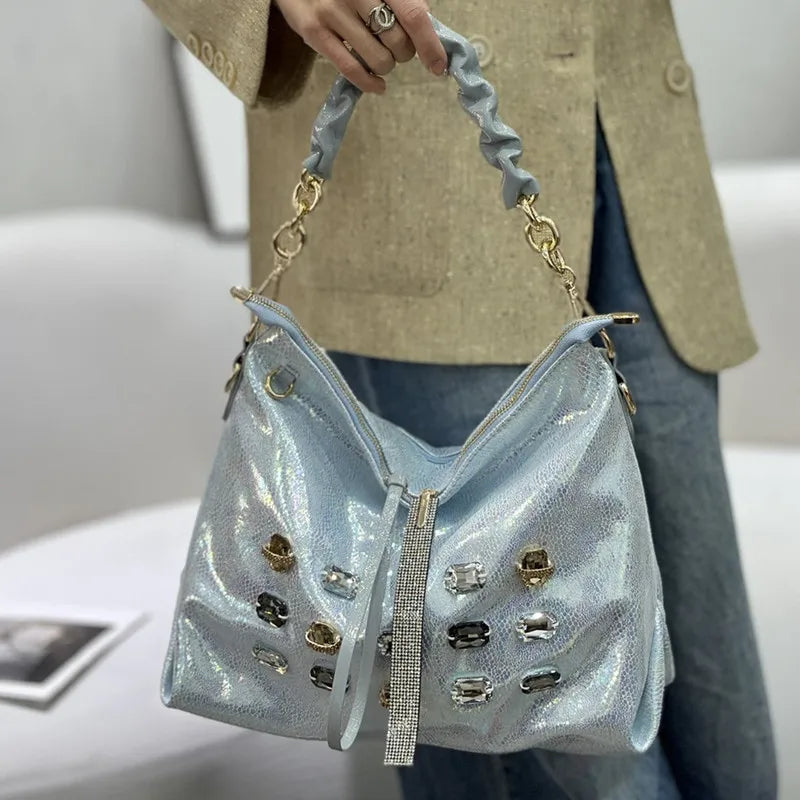 Fashion Beaded and Glittering Pattern Bag - New Style Women's Large Capacity Shoulder Sling Bag - Fashion Women's Bag
