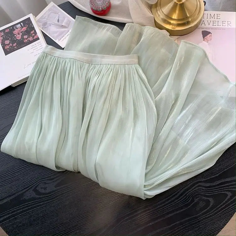 Ladies A-line Skirt White Maxi Skirt Woman Dance Dresses Clothing Sales Mesh Ruffles Design Luxury Elegant Casual Chic Solid