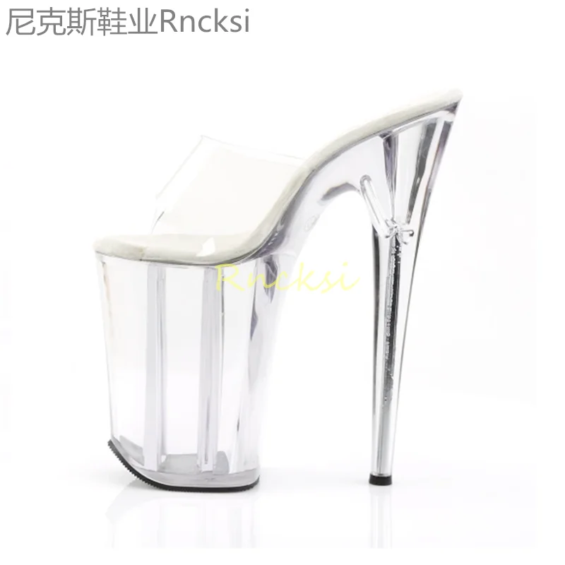 23cm Joker high-heeled toe-leaking fashion stiletto with stylish transparent bottom super high-heeled fishmouth sandals women
