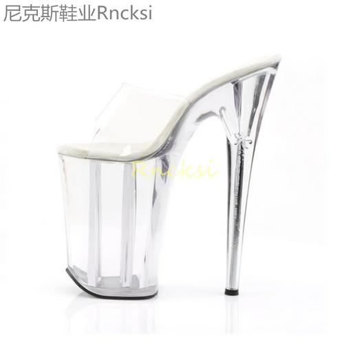23cm Joker high-heeled toe-leaking fashion stiletto with stylish transparent bottom super high-heeled fishmouth sandals women