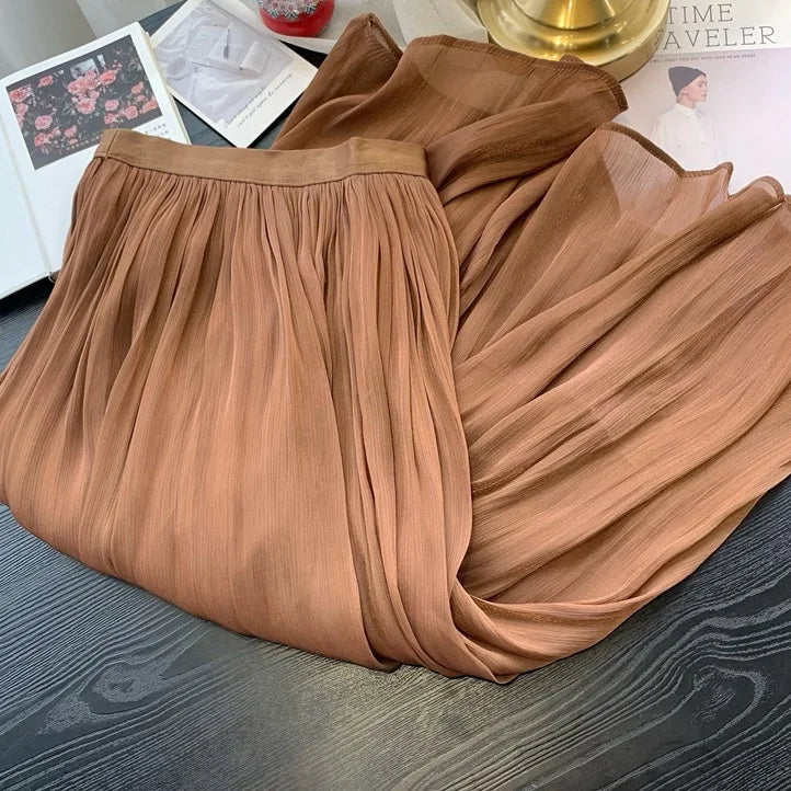 Ladies A-line Skirt White Maxi Skirt Woman Dance Dresses Clothing Sales Mesh Ruffles Design Luxury Elegant Casual Chic Solid